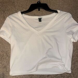White V-Neck Women's Top